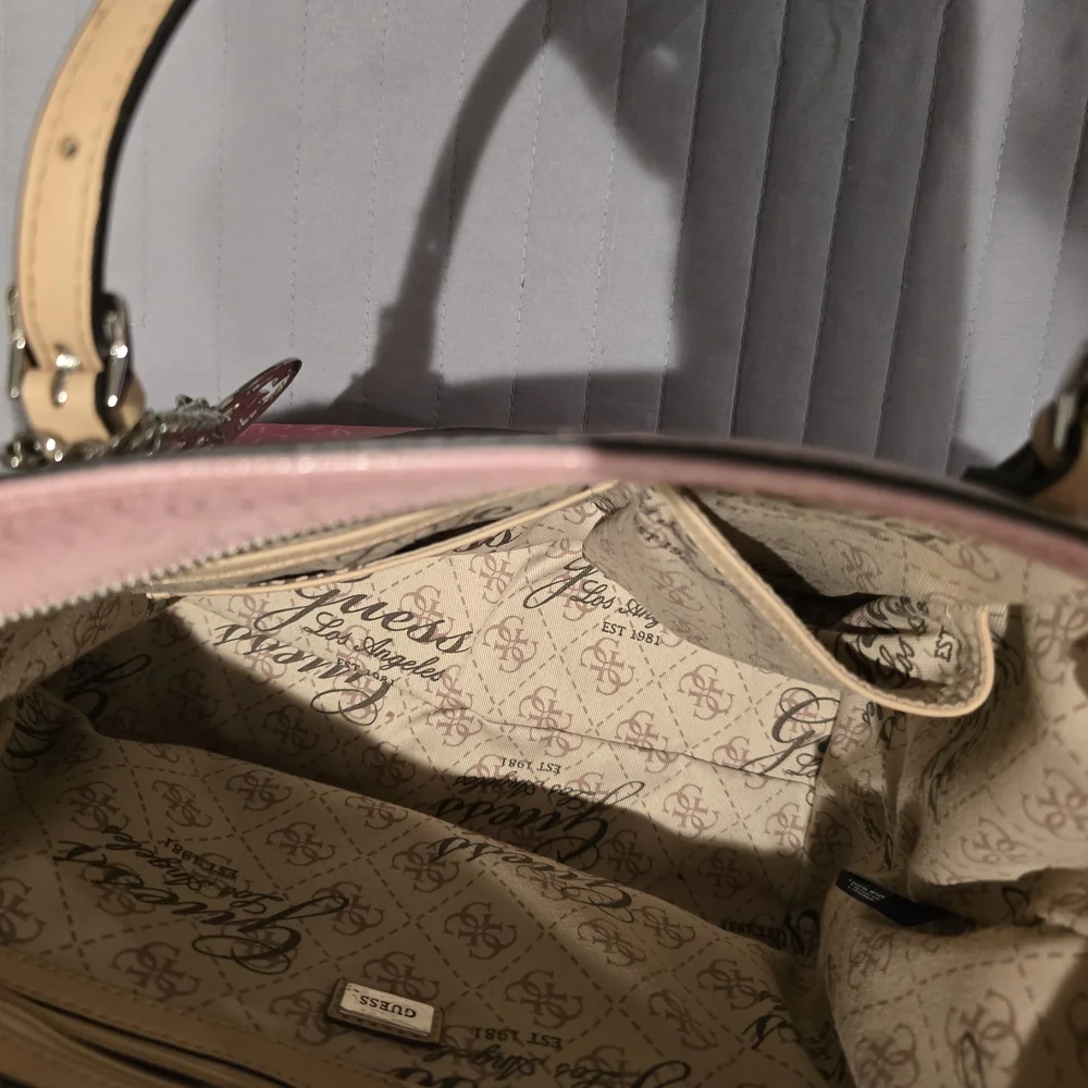 Guess Glossy Pink Logo Tote with Matching Wallet - Picture 4 of 4